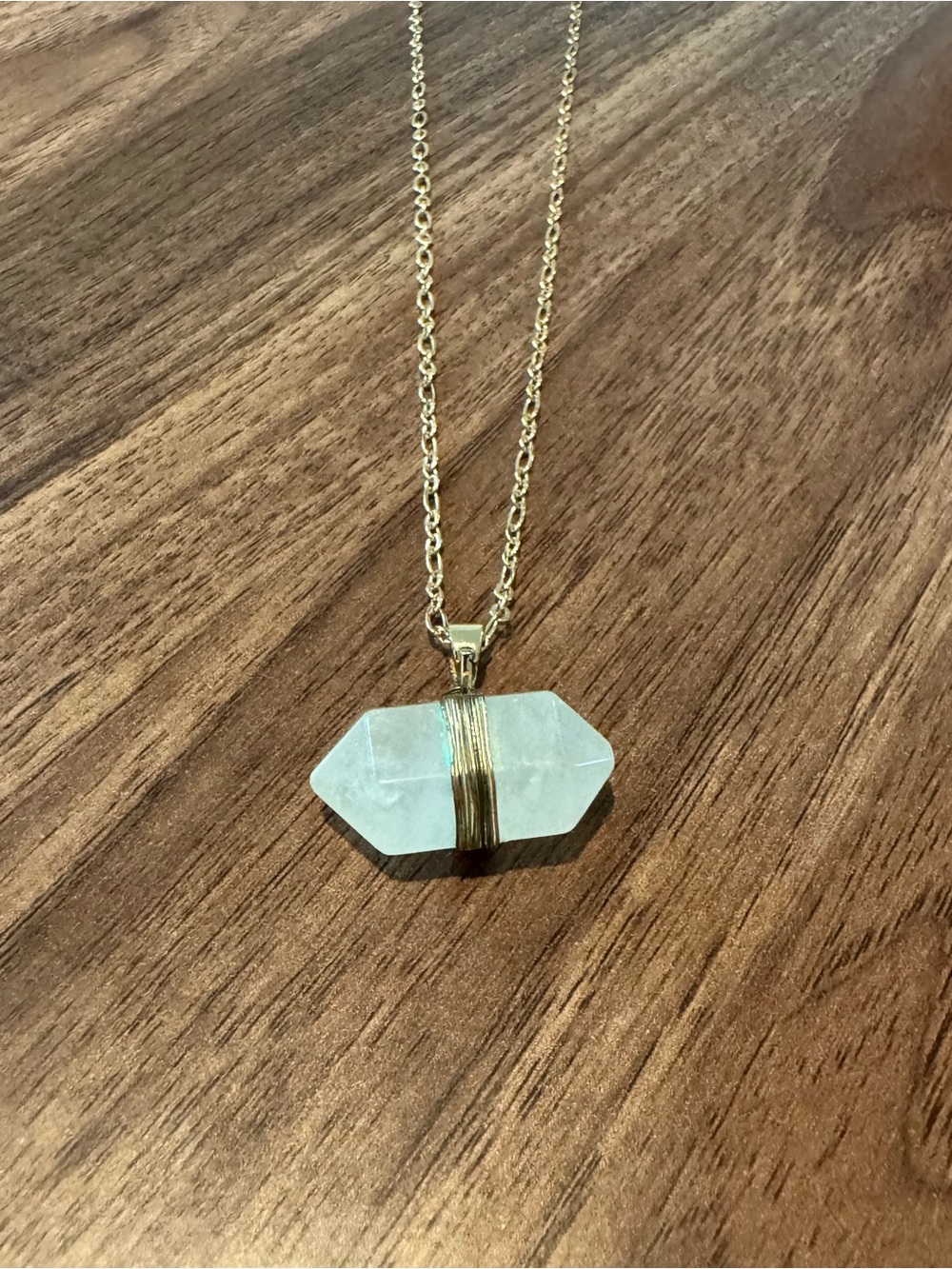 Gold-Wrapped Crystal Pendant Necklace